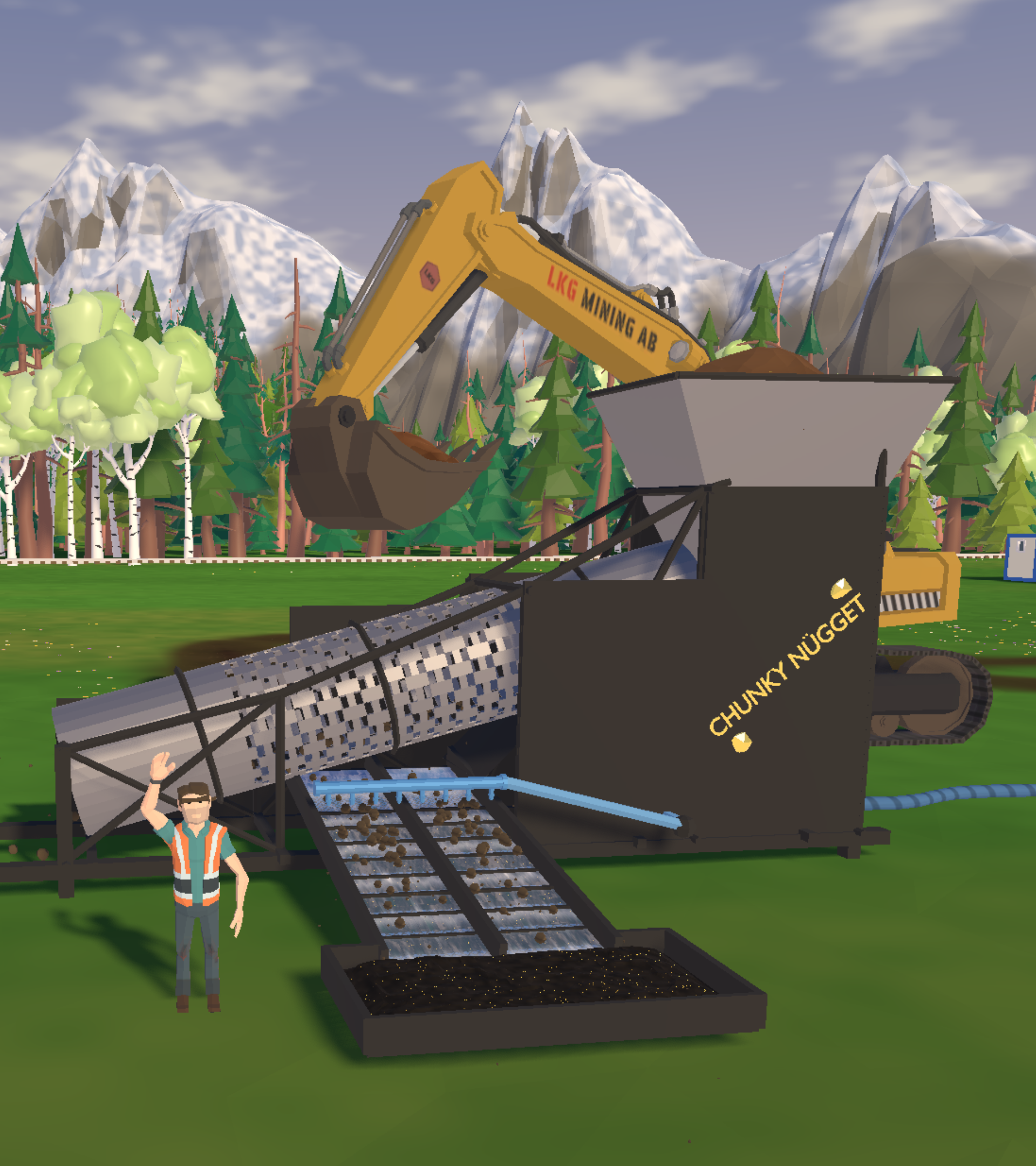 Paystreak key art: an excavator loading a wash plant
